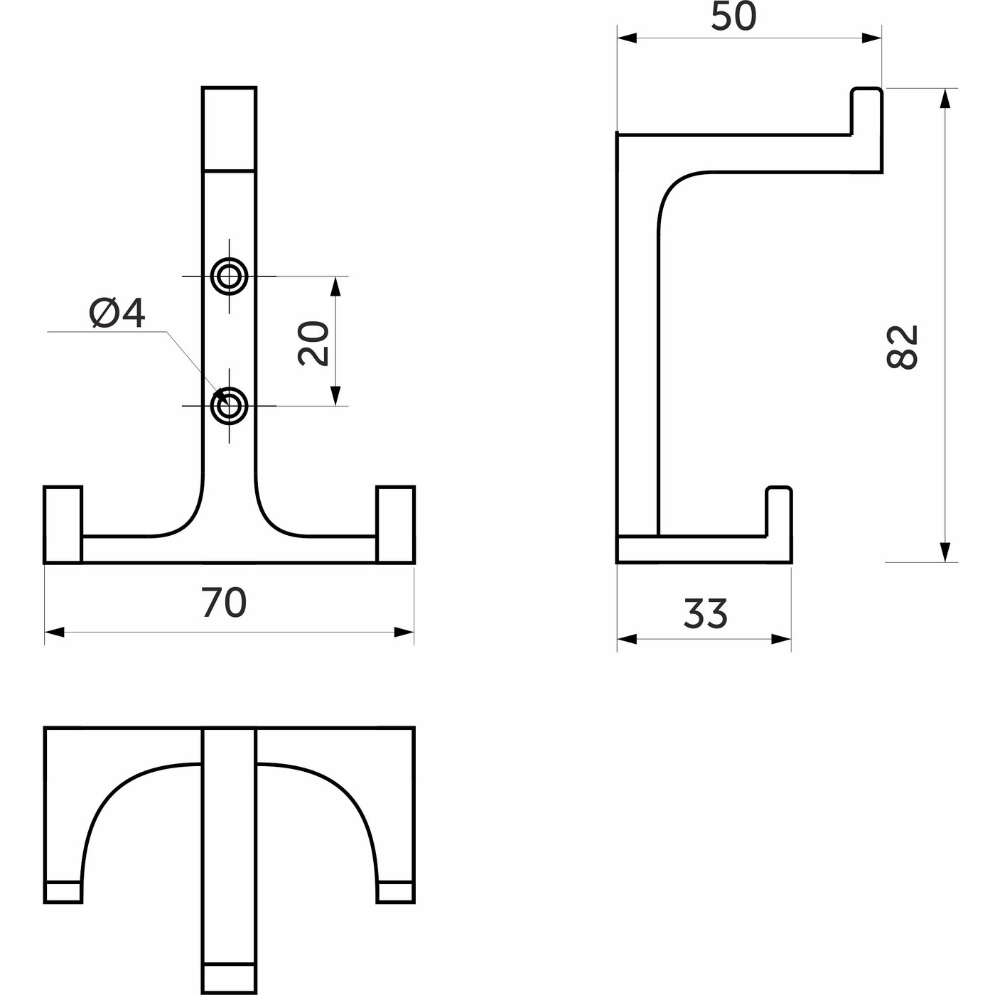 Крючок мебельный трехрожковый TRITON хром матовый AKS 61999