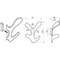 Крючок мебельный четырехрожковый KORAL хром AKS 64162