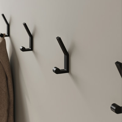 Крючок мебельный двухрожковый PEROLA черный матовый AKS 104186