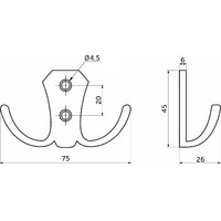 Крючок мебельный двухрожковый WP89 старое золото GRIDLI AKS 48215