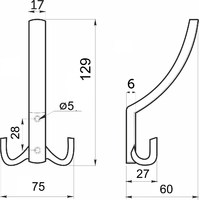 Крючок мебельный трехрожковый мет. WP14 хром AKS 113579
