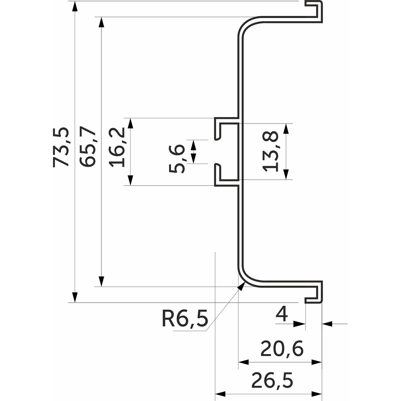 Профиль алюминиевый GOLA C-образный 5,5м, белый, (тип 3) AKS  60419