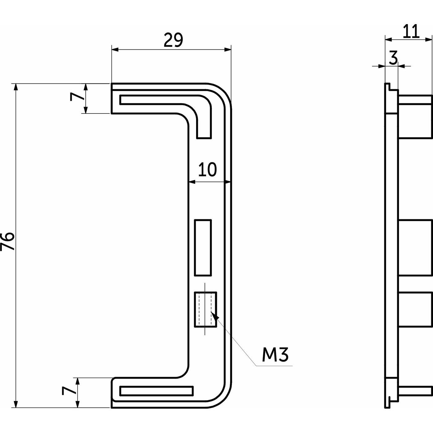Комплект С-образных заглушек к профилю GOLA, черный (тип 3) AKS  67681