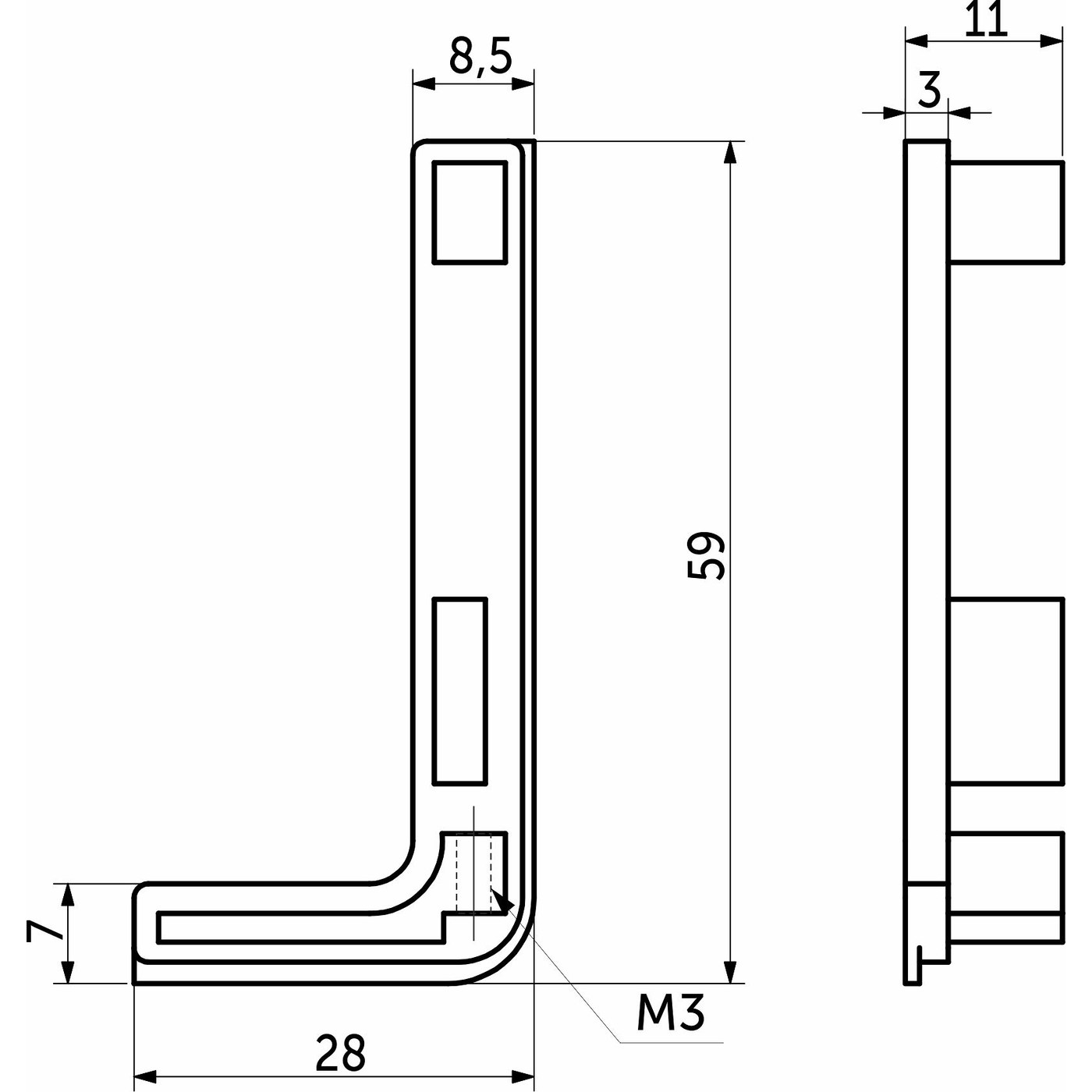 Комплект L-образных заглушек к профилю GOLA, серебро (тип 3) AKS 67685