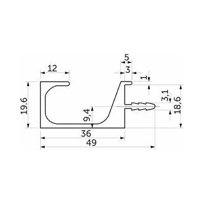 Ручка профиль С-образная 4 м черная матовая AKS 75975