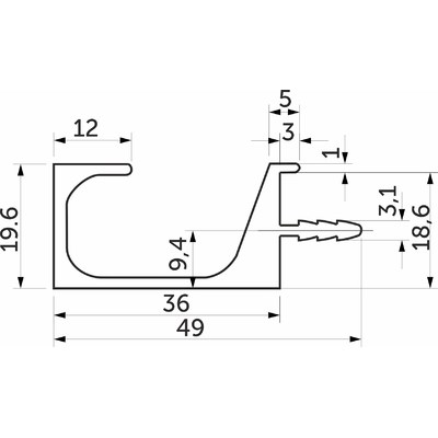 Ручка-профиль С-образная 3,5 м анода натуральная AKS 23254