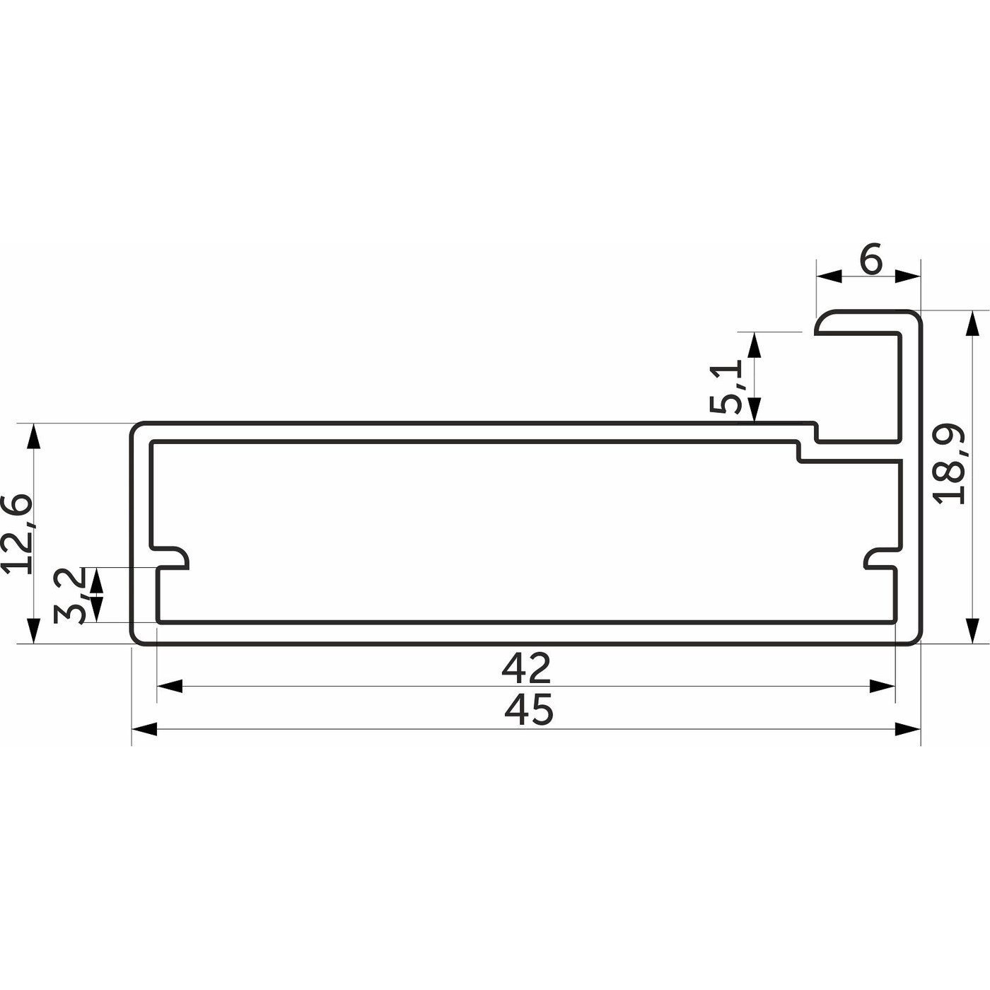 Профиль Z-9 для стеклянной двери L-6м анода, нат. AKS 36283