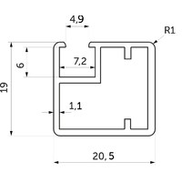 Профиль алюминиевый для рамочных фасадов Z-1 черный глянец (L-6000) АЛЮТЕХ (101.RAL9005) AKS 36017