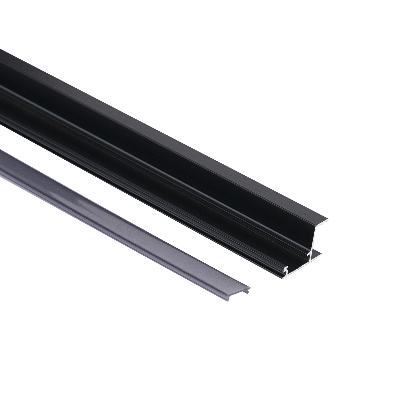 Профиль алюминиевый CAPELLA-3018B накладной с черным экраном, черный, ДСП 18мм, 2м AKS 105021