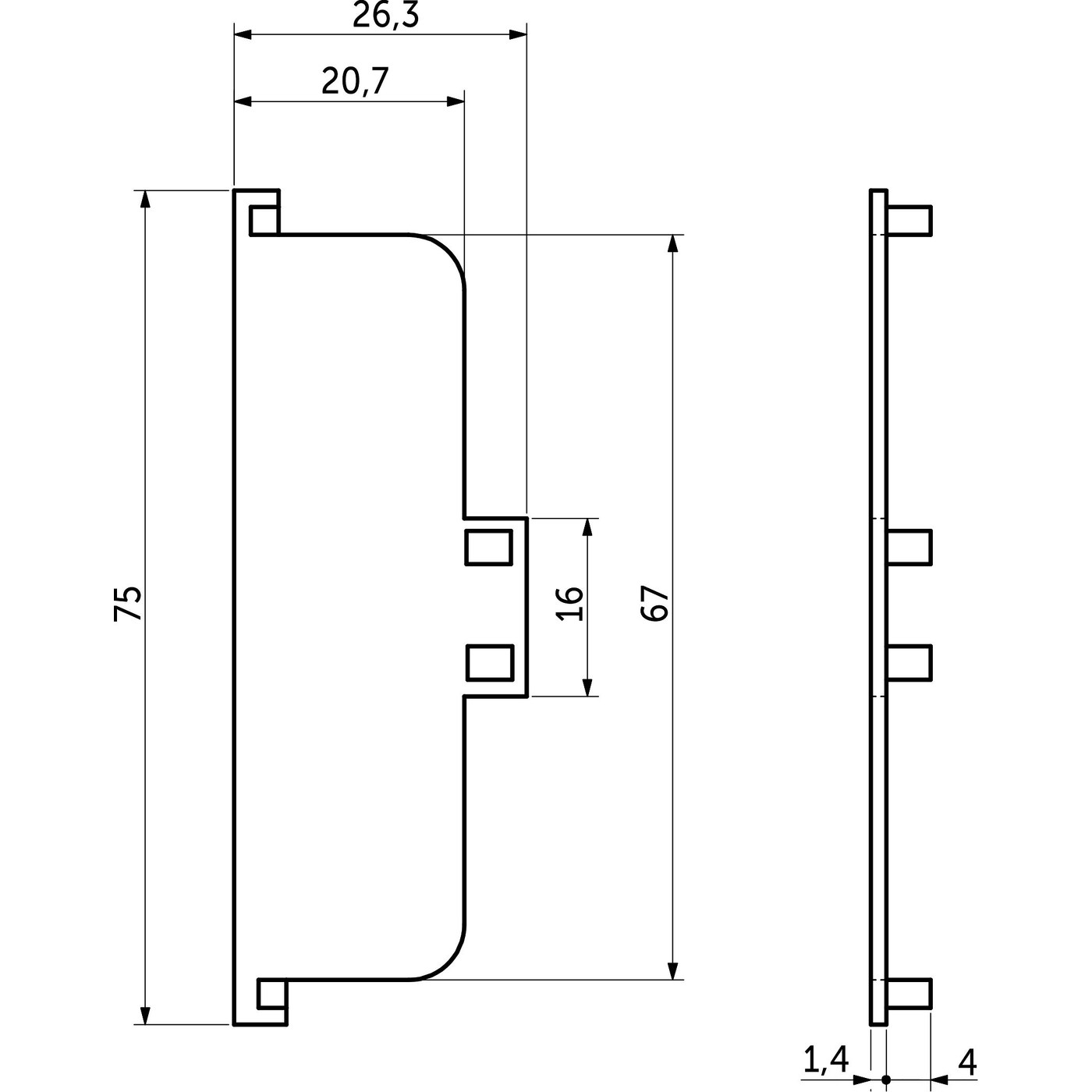 Комплект С-образных заглушек металл. внутр. к профилю GOLA (лев.+прав.), черный AKS 111491