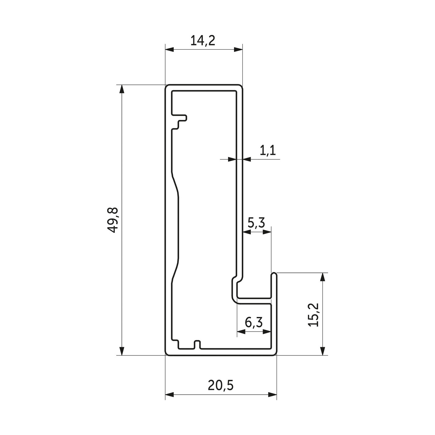 Профиль алюминиевый для рамочных фасадов Z-4 серебро (L-6000) АЛЮТЕХ (0102,A00D6) AKS 39204