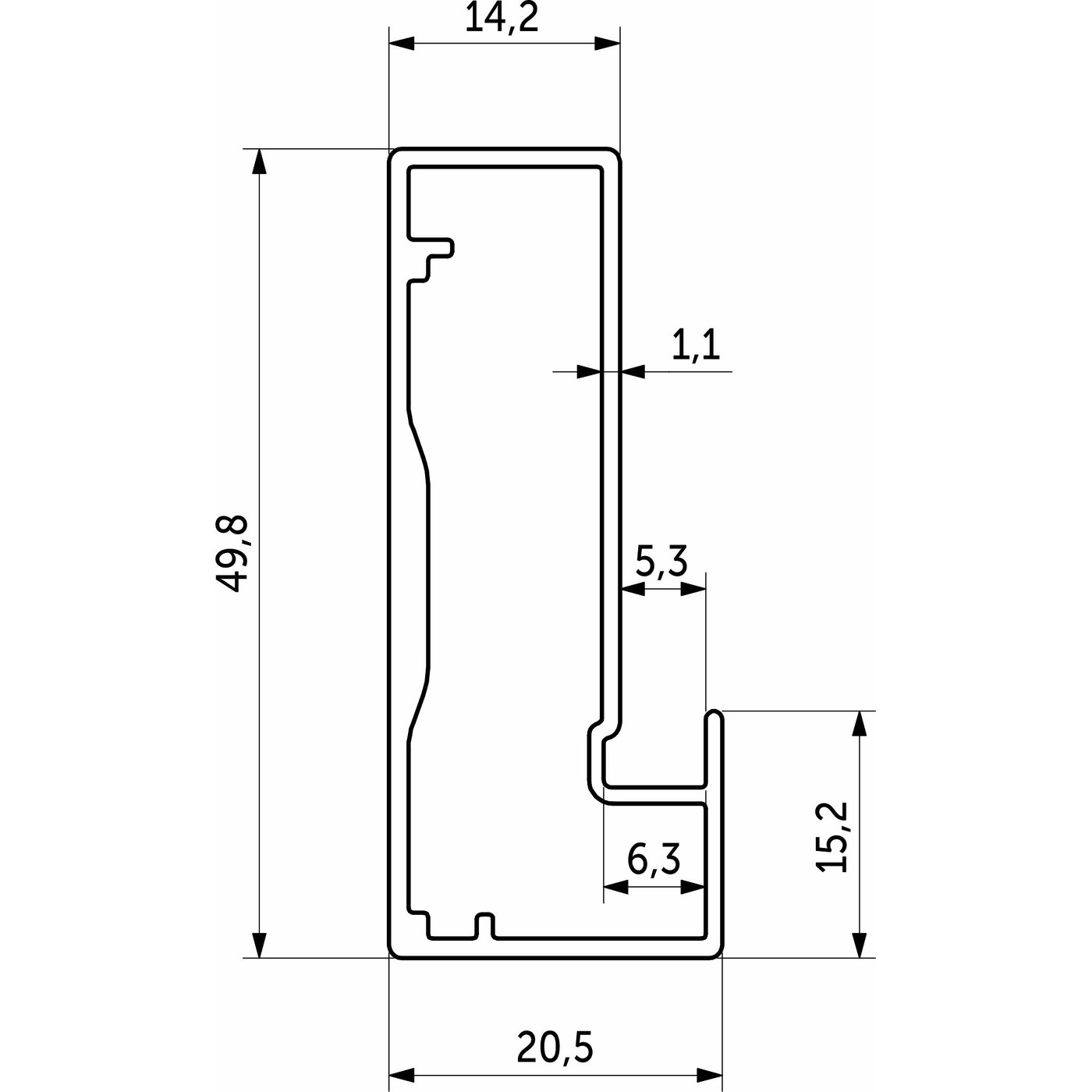 Профиль алюминиевый для рамочных фасадов Z-4 черный муар (L-6000) АЛЮТЕХ AKS 117081