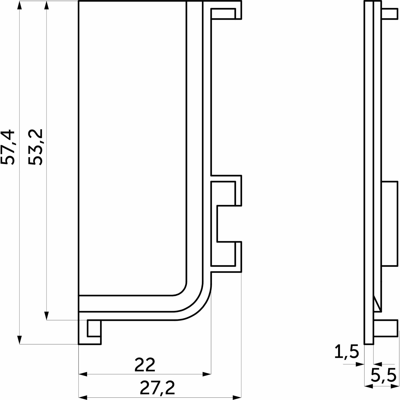 Комплект L-образных заглушек металл. к проф.GOLA (л+пр) черный (тип 1) AKS 118179 (стар. код 111489)