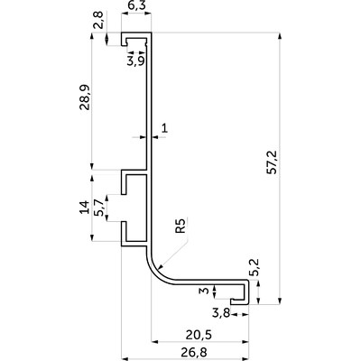 Профиль алюм. GOLA L-образный, 5.5м, черный AKS (тип 1) 118124 (стар.код 60965)