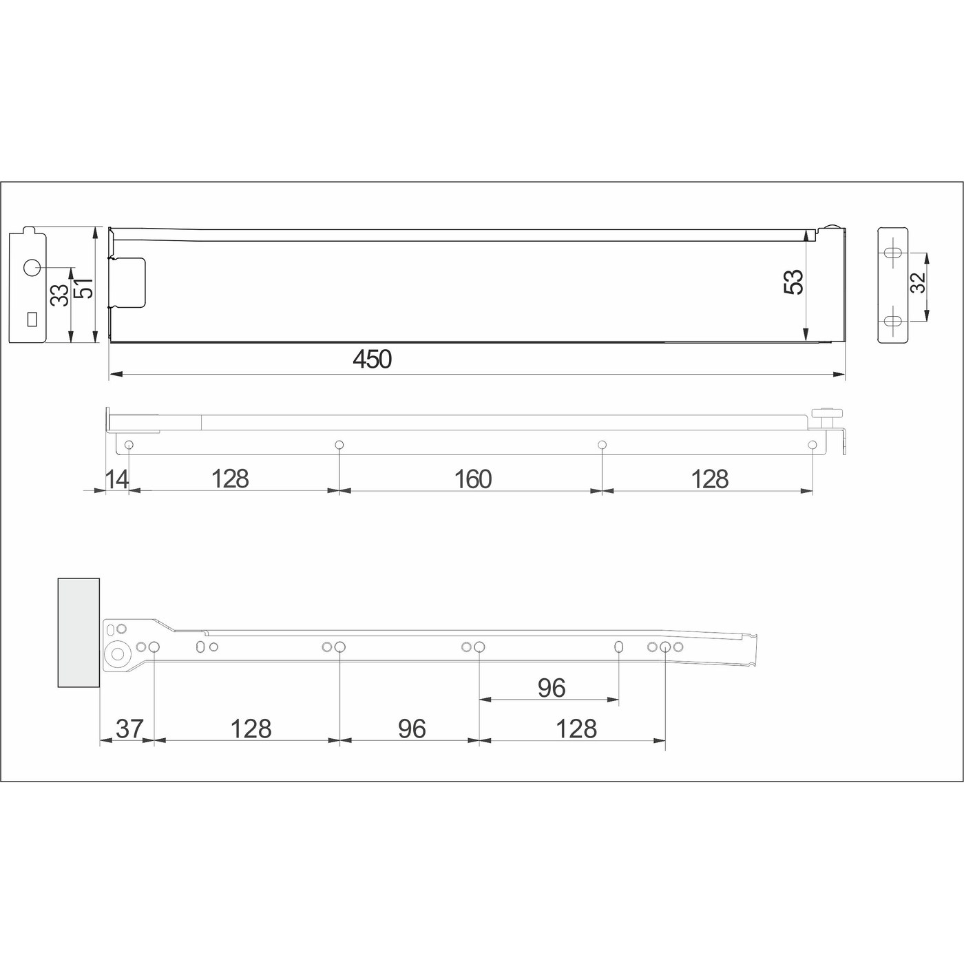 Металбокс 54/450 белый AKS 89461