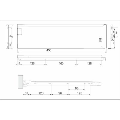 Металбокс 150/450 белый AKS 22305