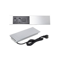 Выдвижной удлинитель 2 розетки/2 USB/HDMI/LAN 1,8м. серебро AKS 78314