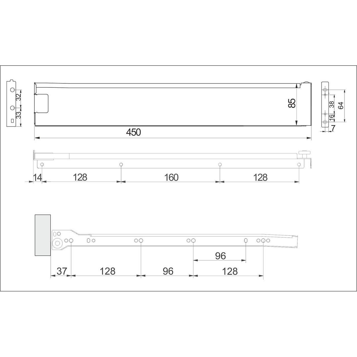 Металбокс 86/450 белый AKS 22312