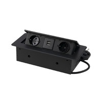 Выдвижной удлинитель NOVA USB, 2 розетки, 2хUSB, черный, AKS 78891