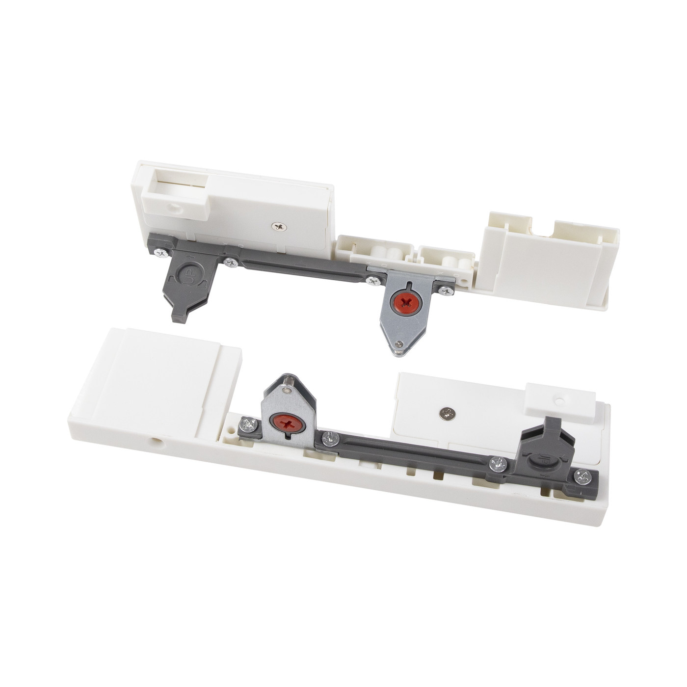 Фасадный крепеж внутреннего высокого ящика Slimbox белый с релингом на фасаде AKS 64613