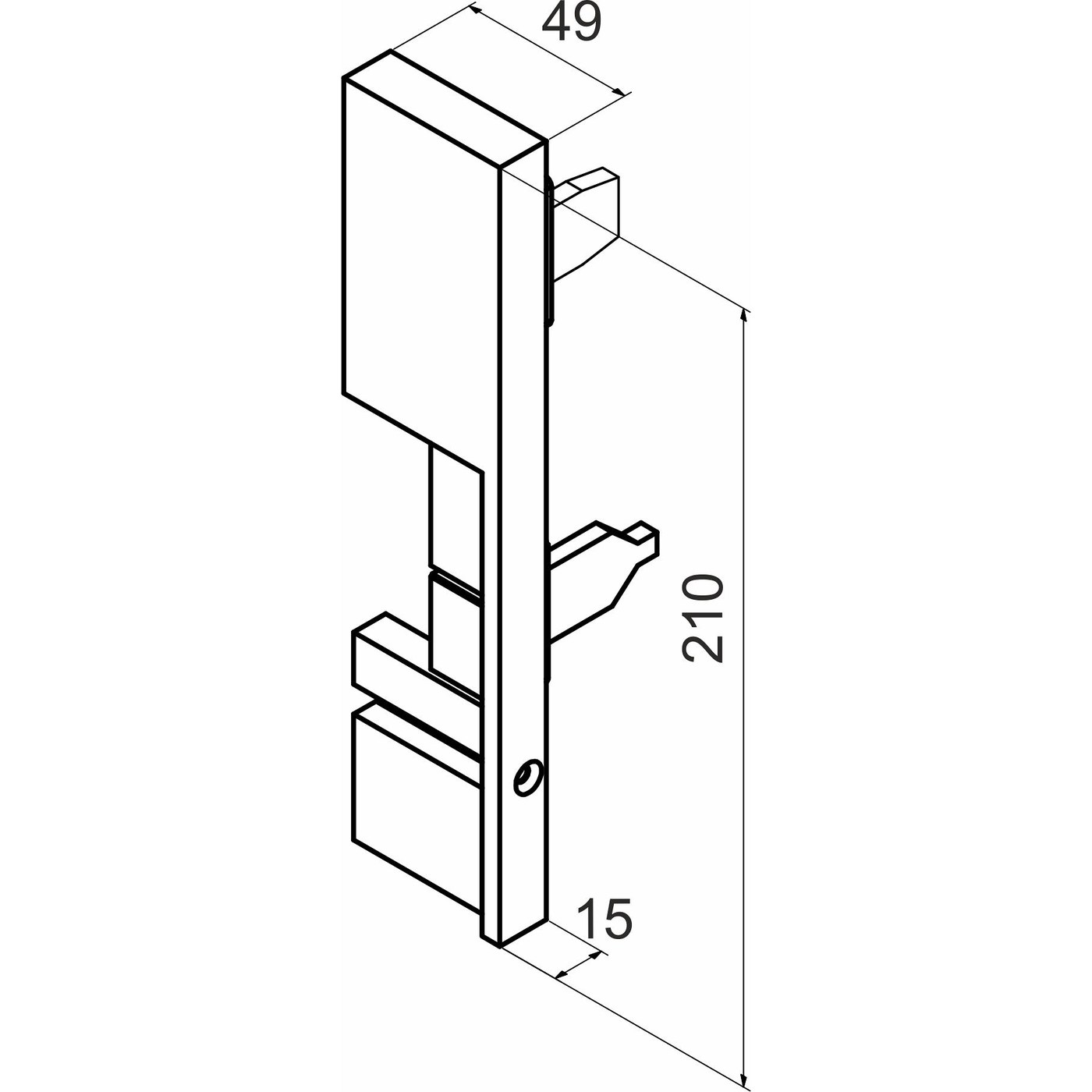 Фасадный крепеж внутреннего высокого ящика Slimbox белый с релингом на фасаде AKS 64613