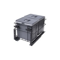 Корзина для мусора 2*15 л (фасад 400 мм) с креп. + довод. черный+серый AKS 87473