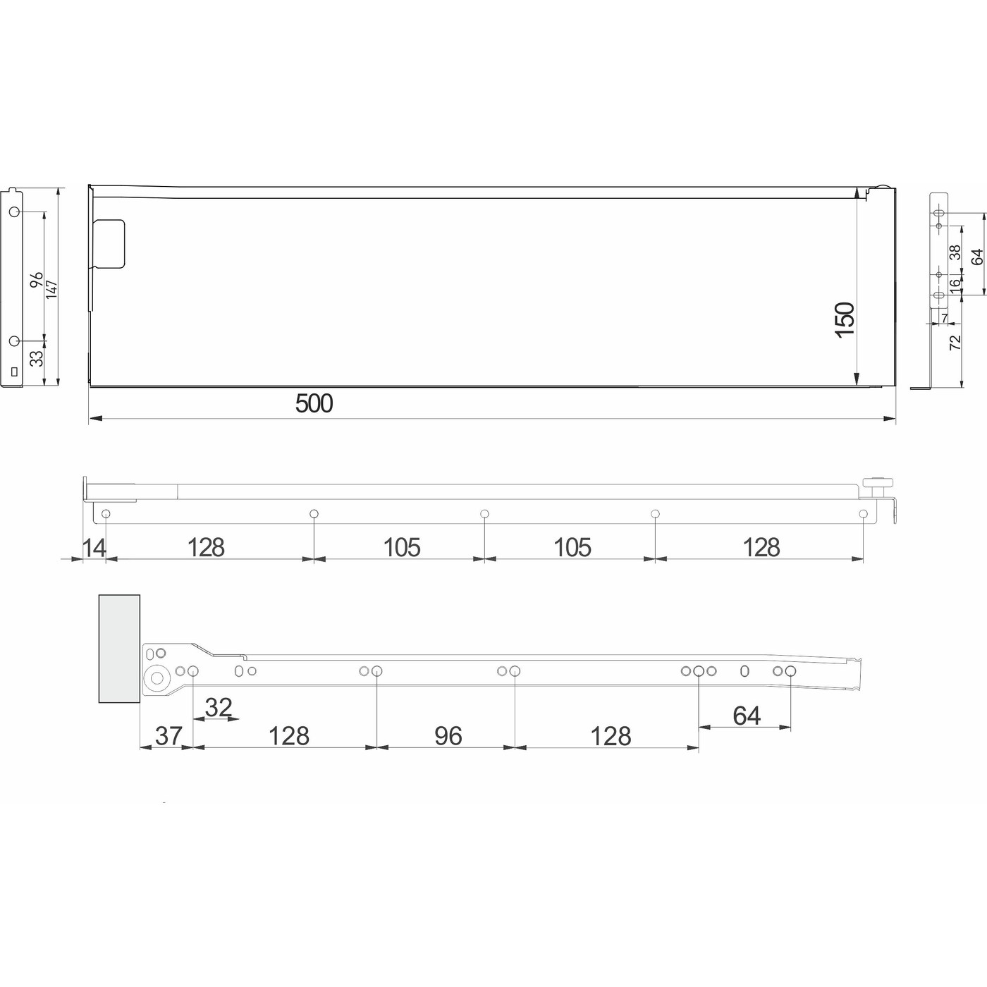 Металбокс 150/500 белый AKS 22307