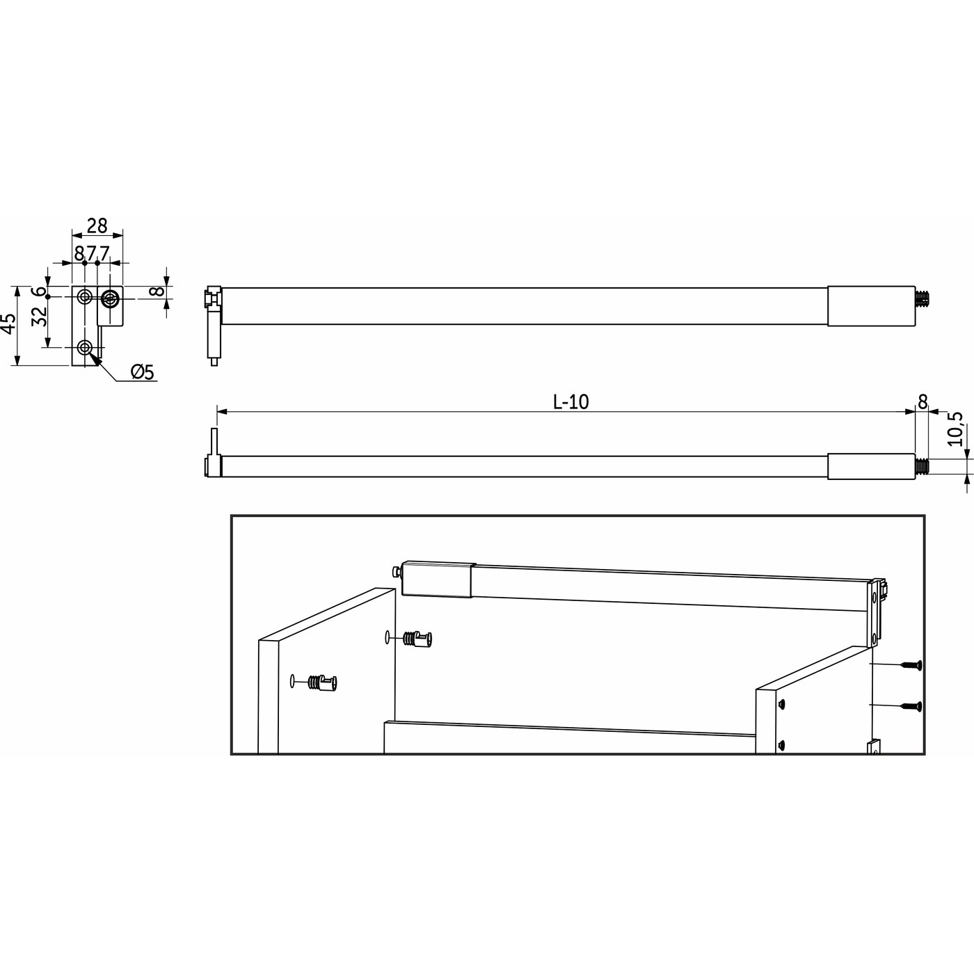 Рейлинг к Slimbox L-350 графит AKS 53186