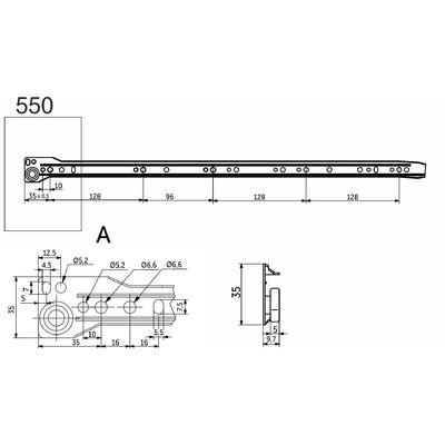 Направляющая роликовая L-550, 0.9мм, белая AKS 20145
