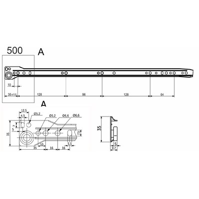 Направляющая роликовая L-500, 1мм, белая AKS 28945