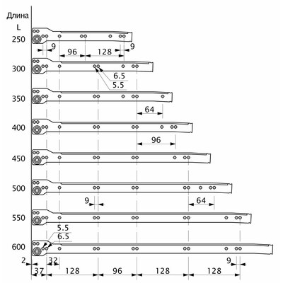 Направляющая роликовая L-250, 0,9мм, белая AKS 23639