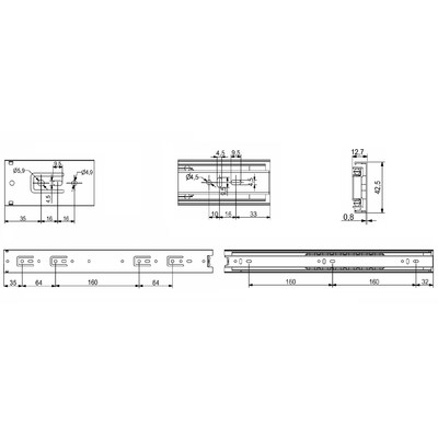 Направляющая шариковая h42 L-400 (аналог 22010) GRIDLI 109972