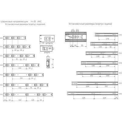 Направляющая шариковая h35 L-250 AKS LIGHT 22288 (новый код 106036) (сняты с произв-ва)