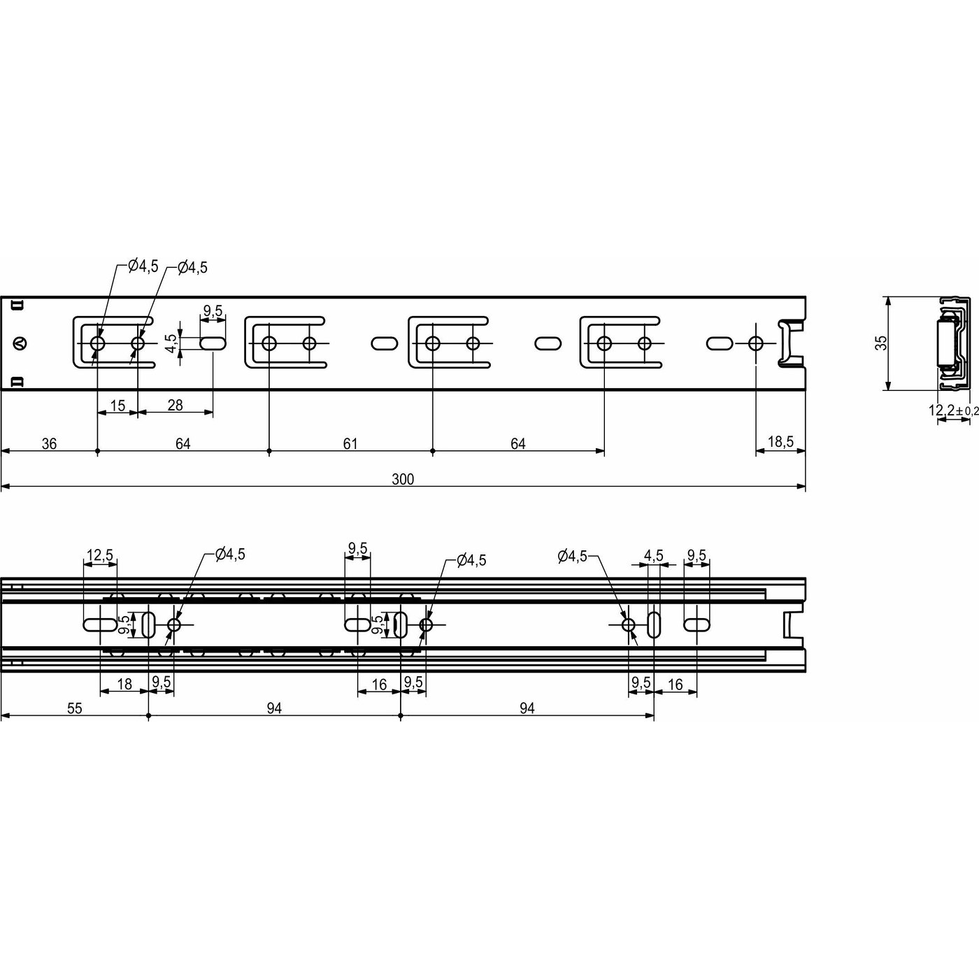 Направляющая шариковая h35 L-300 GRIDLI BD (старый код 76110) 106042