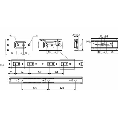 Направляющая шариковая h35 L-350 GRIDLI 106044