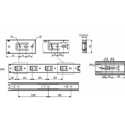 Направляющая шариковая h35 L-300 AKS 19184 (новый код 106041)