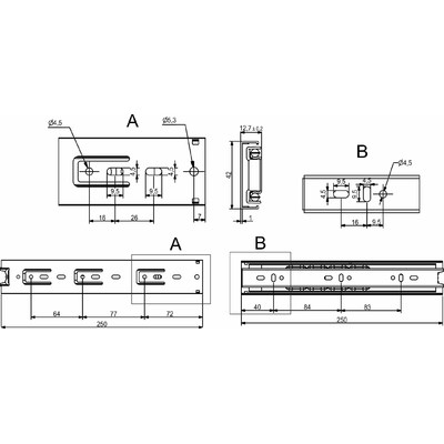 Направляющая шариковая h45 L-250, BD AKS 61411
