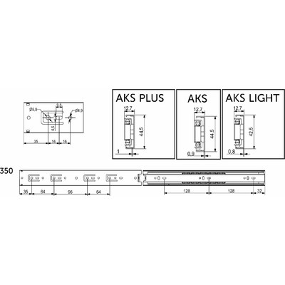 Направляющая шариковая h45 L-350 (аналог 22997) AKS 22014