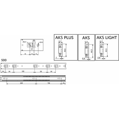 Направляющая шариковая h45 L-500 (аналог 23001) AKS 22012