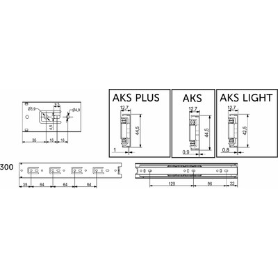 Направляющая шариковая h45 L-300 (аналог 22996) AKS 22295