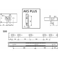 Направляющая шариковая h45 L-500 AKS PLUS нержавеющая сталь AKS 90800