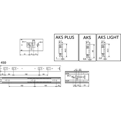 Направляющая шариковая h45 L-450 AKS PLUS 38035
