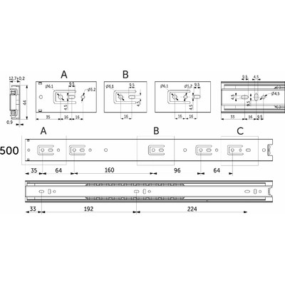 Направляющая шариковая h42 L-550 GRIDLI 112765