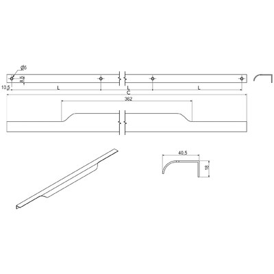 Ручка мебельная накладная алюм. LINEA-576/597 алюминий AKS 73886