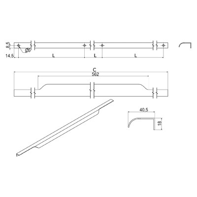 Ручка мебельная накладная алюм. LINEA-768/797 черный матовый AKS 73890