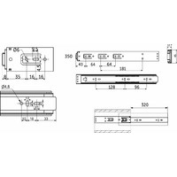 Направляющая шариковая h45 Push-to-open L-350 AKS PLUS 39197 (нов.код 114789)