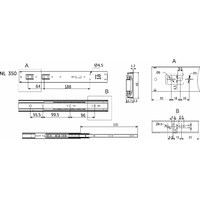 Направляющая шариковая h45 L-350 с доводчиком AKS PLUS 89852 (нов.код 114794)