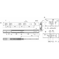 Направляющая шариковая h45 L-500 с доводчиком AKS PLUS 89855 (новый код 114797)
