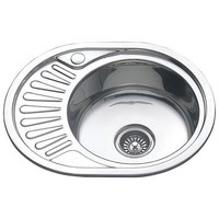 Мойка овальная глянцевая сталь, правая, SO5745/St/R 570х450мм 0,6мм (15)