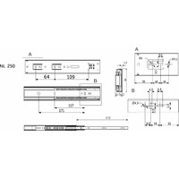 Направляющая шариковая h45 L-250 с доводчиком AKS PLUS 114792 (старый код 89850)